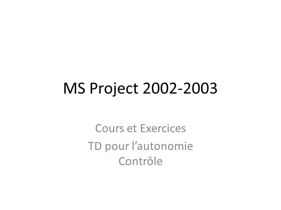 Exercices Corriges Ms Project